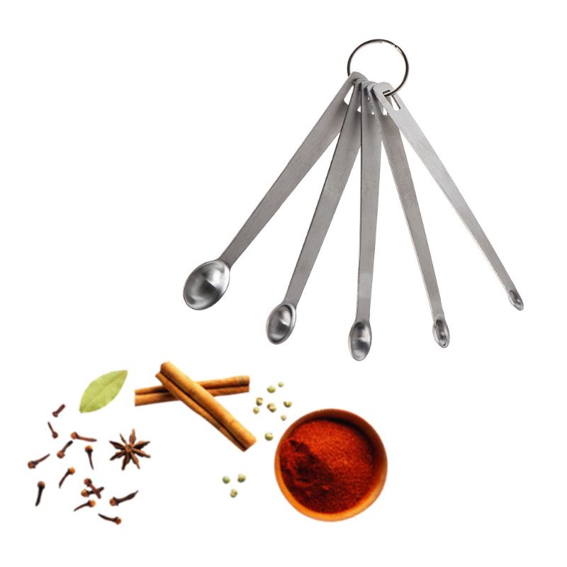 Bộ 5 Muỗng Đo Lường Bằng Thép Không Gỉ Tiện Dụng Cho Nhà Bếp