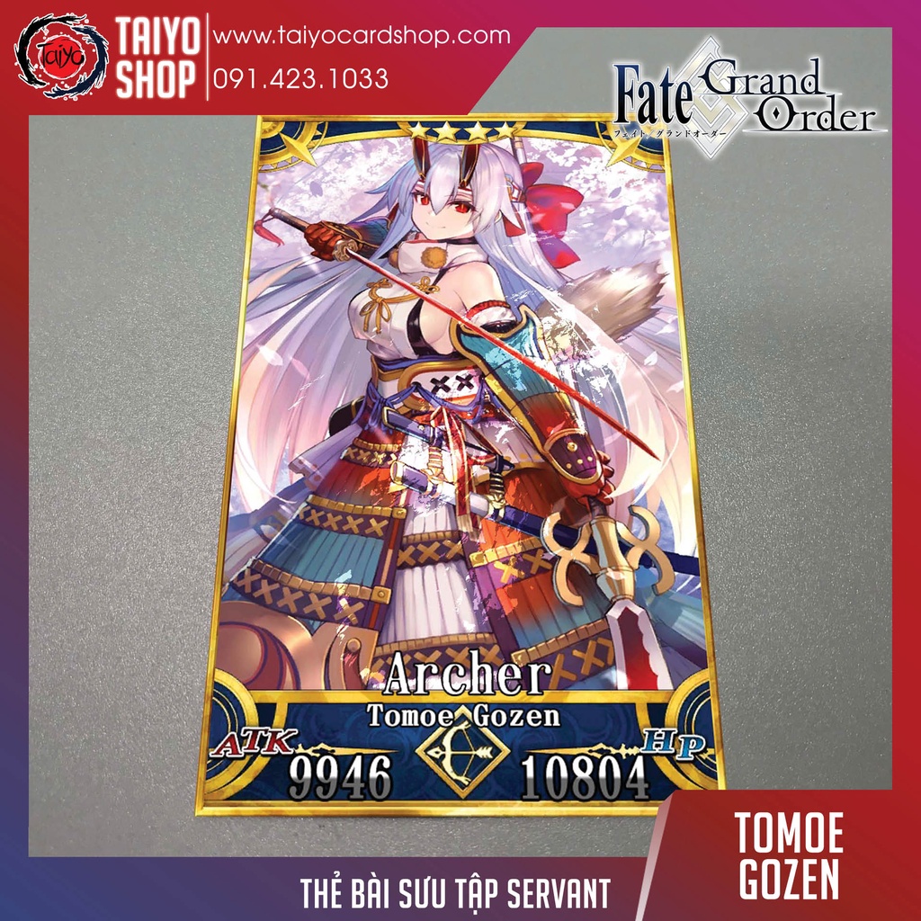 Thẻ bài custom card bánh xốp anime Fate/Grand Order FGO để sưu tầm tự chọn Tomoe Gozen