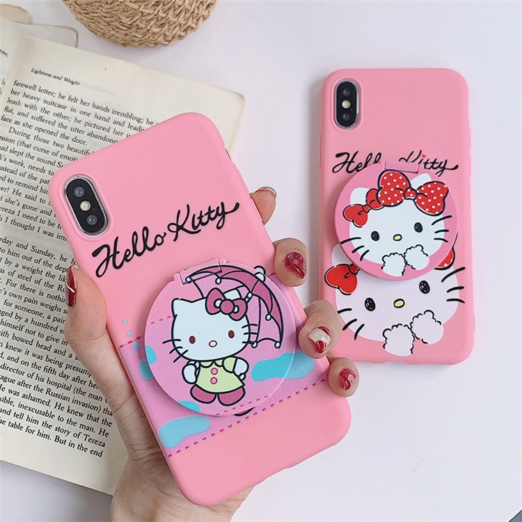 Ốp điện thoại Samsung hình mèo hello kitty thắt nơ màu hồng cho J6 J8 2018 J7 Prime J3 J2 Pro J5 J4 Plus