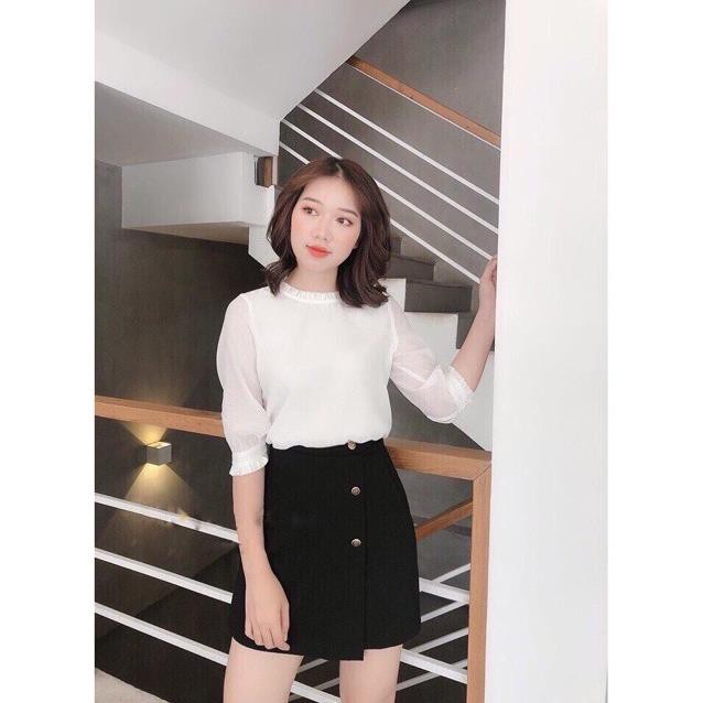 [Hàng mới về} Quần giả váy 3 cúc hoa chất tuyết mưa siêu xinh, dễ thương