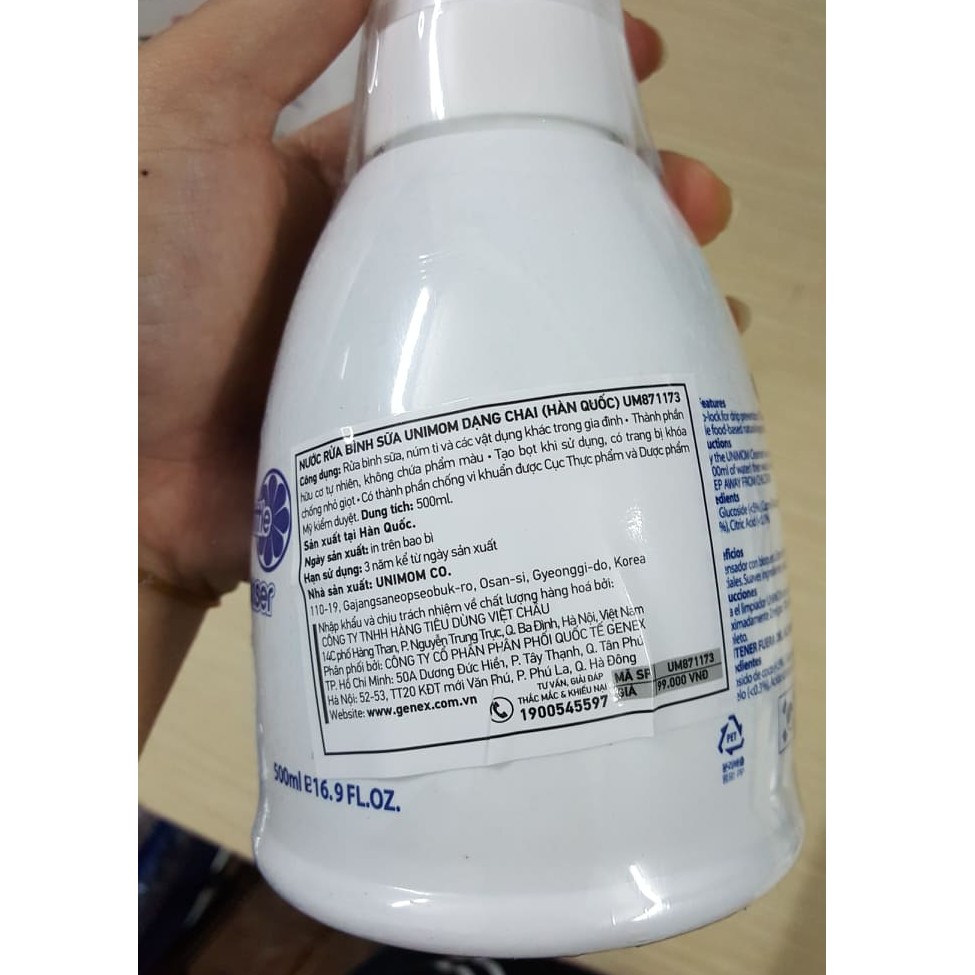 Nước Rửa Bình Sữa Unimom Hàn Quốc 500ml - chính hãng