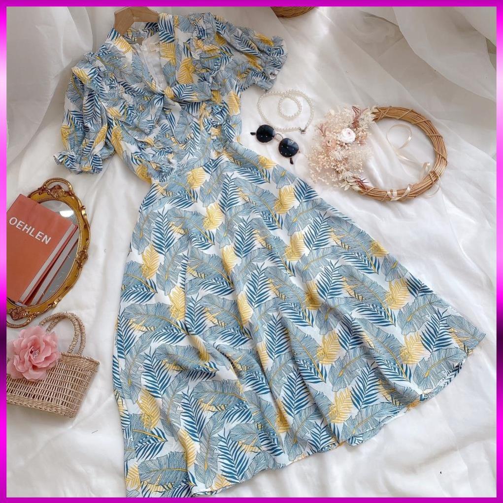 [HÀNG THIẾT KẾ] ĐẦM HỒNG XANH HOẠ TIẾT CỘT EO - CHẤT LIỆU CAO CẤP - MÀU HỒNG / XANH BÁNH BÈO | BigBuy360 - bigbuy360.vn