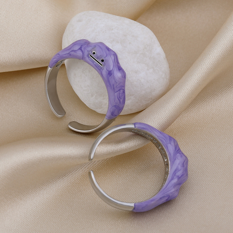 HT5 Ditto Ring True Beauty Hwang In Yeop INS Pokemon Ditto Mở Miệng Nhẫn Phiên Bản Hàn Quốc Phụ Kiện