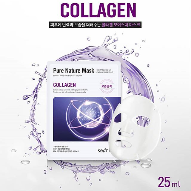 Mặt Nạ Pure Nature Mask Collagen SECRISS ngăn ngừa lão hoá , phục hồi da sau lăn kim - ANSKIN - HÀN QUỐC - DERMAROLLER