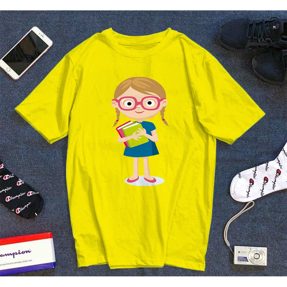 Áo thun Cotton Unisex - Cô gái - Phong cách - Cô gái ham học