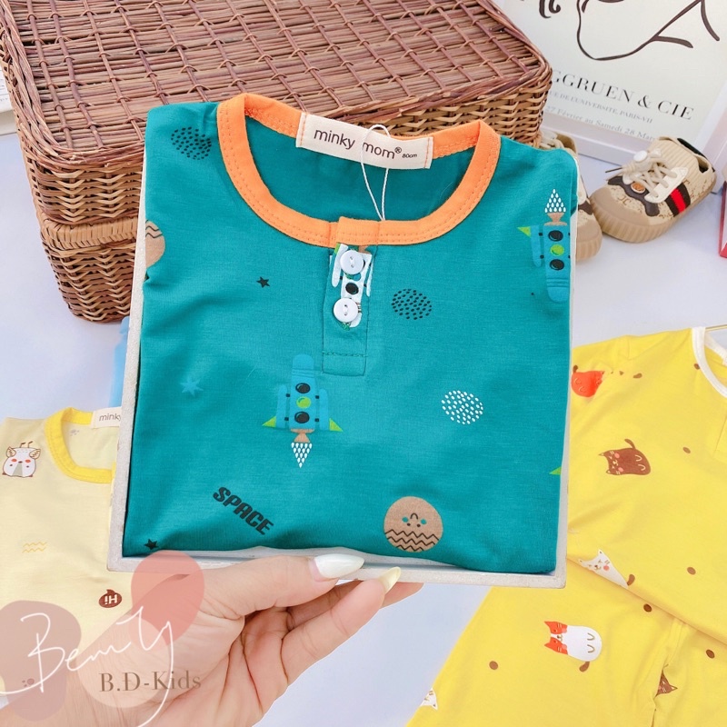 Minky mom dài tay cho bé ❤️ freeship ❤️ đồ ngủ thun lạnh cho bé trai bé gái