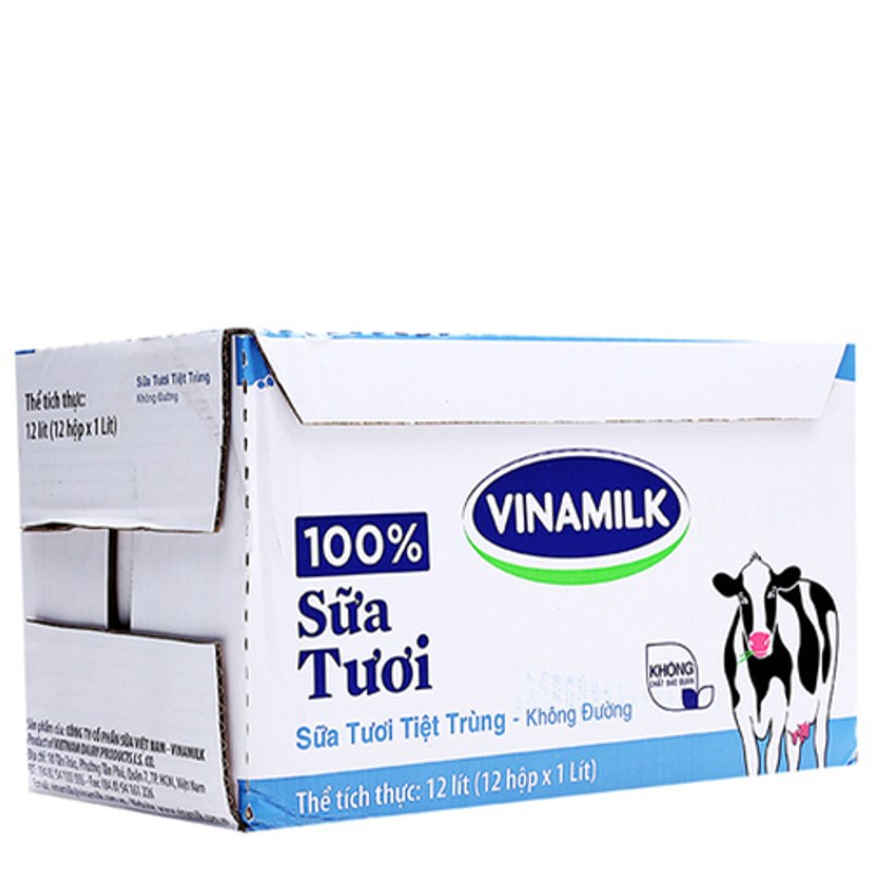1 THÙNG Sữa tươi VINAMILK 1 Lít Không Đường (12 hộp)