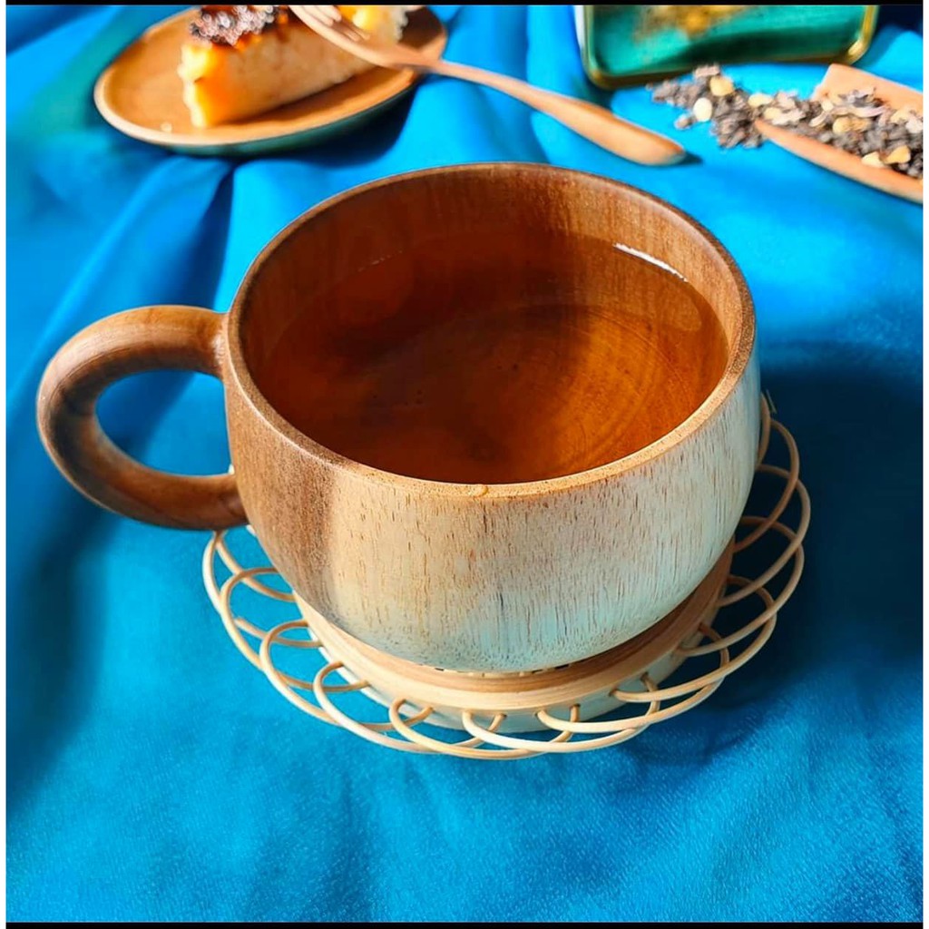 Thìa ,Cốc gỗ KEO có quai cầm xuất Nhật wooden cup