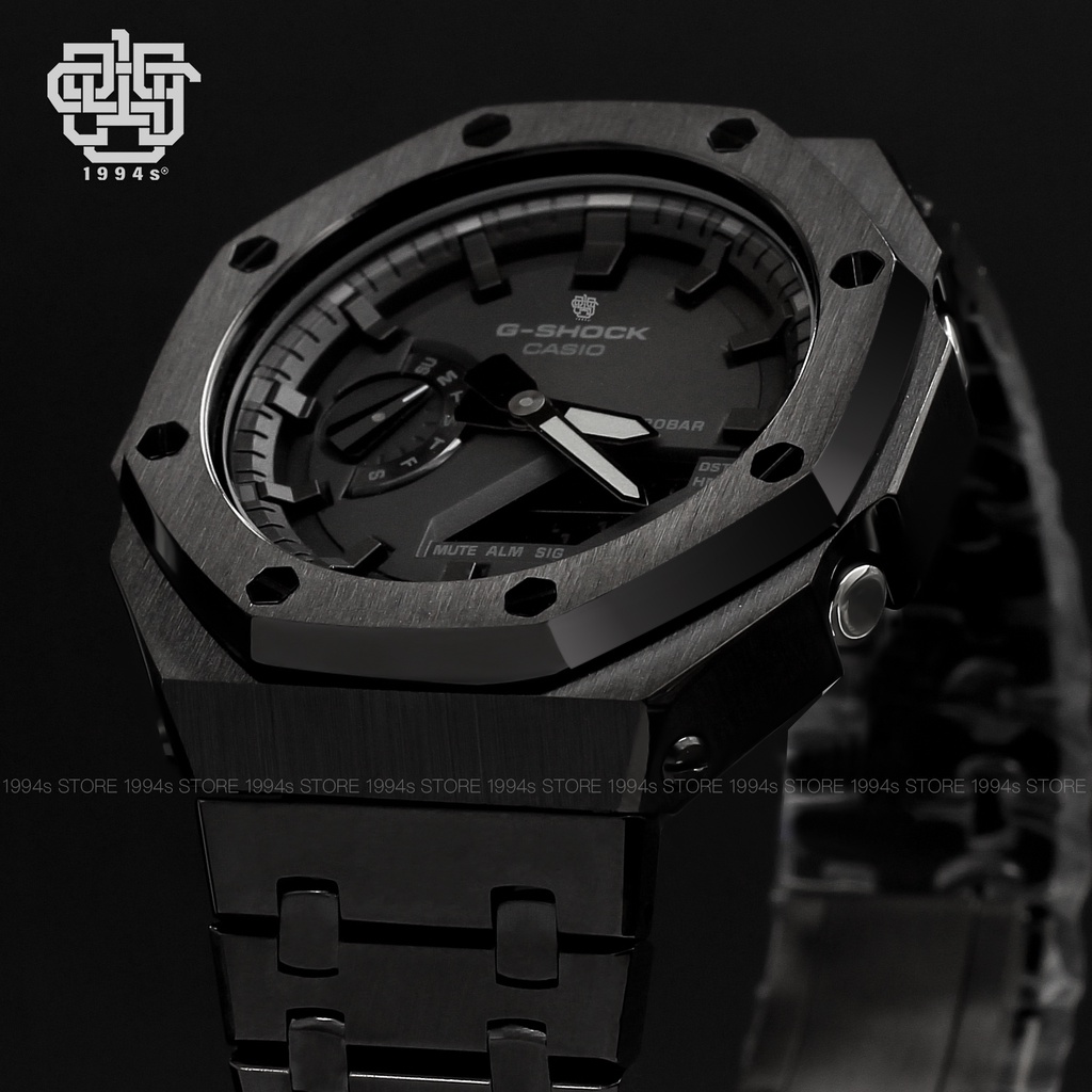 Đồng hồ nam Casio G-Shock GA-2100-1A1 custom AP Royal Oak, Full Black, hàng chính hãng, bảo hành 05 năm