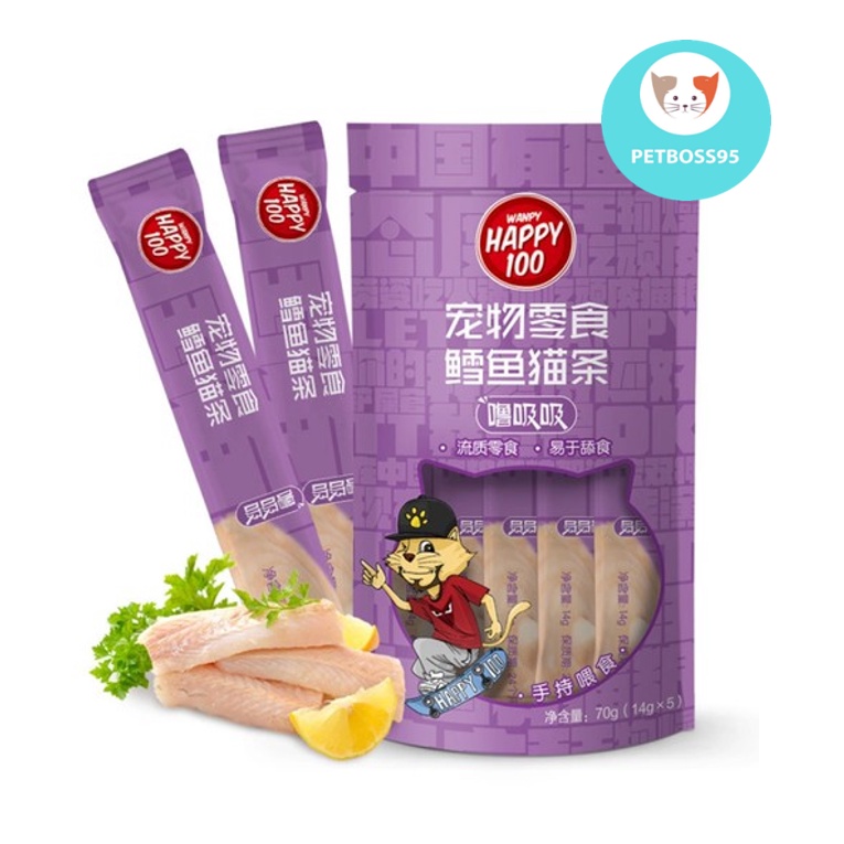 Súp thưởng Happy 100 cho mèo (5 thanh/gói)