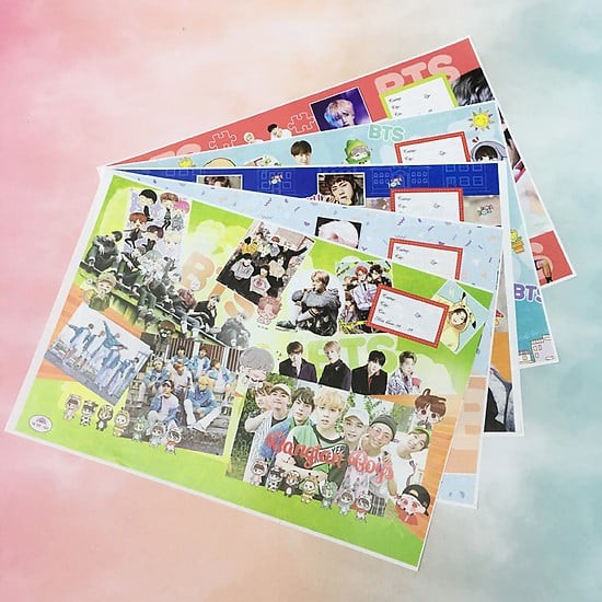 Bọc vở BTS, BT21 nhiều mẫu (1 set 10 tờ)