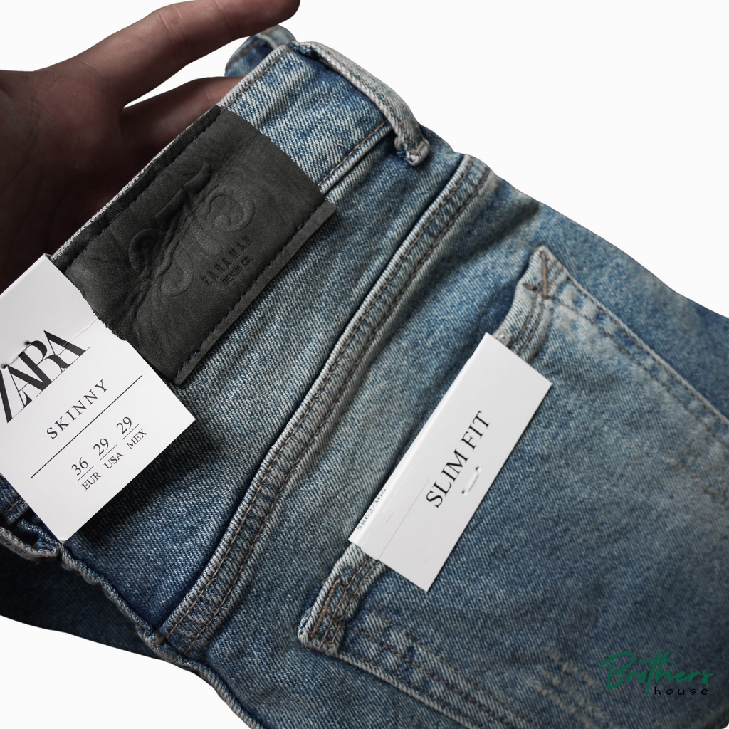 Quần jean nam xanh rách gối cực bụi, co giãn bao tốt