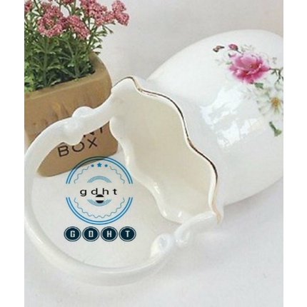 giỏ sứ hoa văn đẹp đựng thìa , dĩa - lẵng sứ
