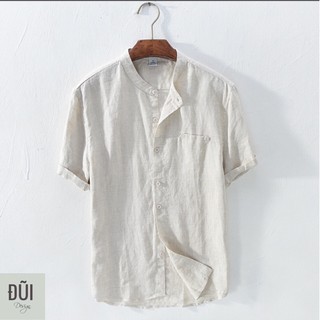 Áo đũi nam cộc tay cài khuy be M6