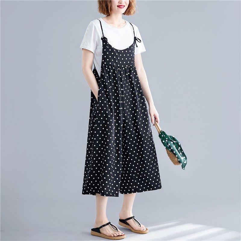 [ORDER] Quần yếm lửng nữ bigsize ống rộng họa tiết chấm bi (fit 75kg) - Có ảnh thật | BigBuy360 - bigbuy360.vn