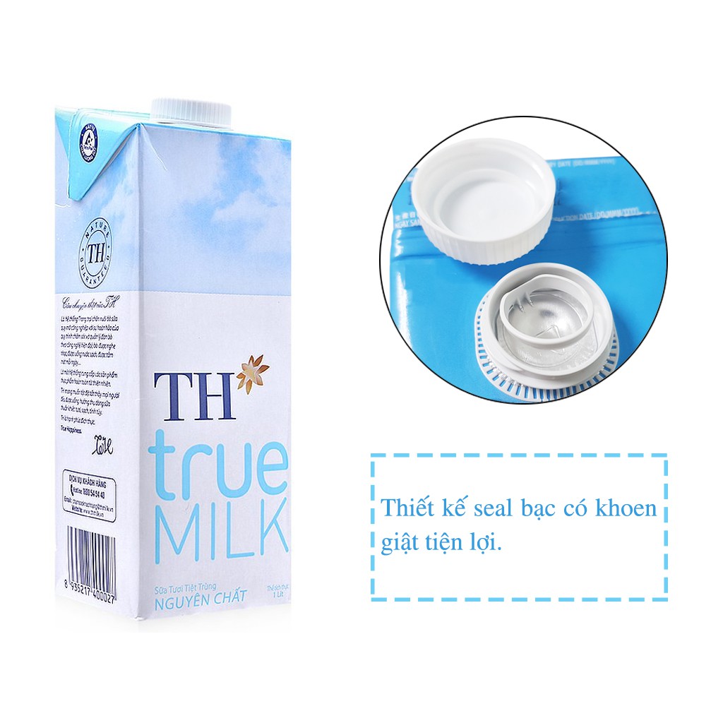 Sữa Tươi Tiệt Trùng TH True Milk Nguyên Chất Không Đường/Ít Đường/Có Đường Hộp 1 Lít