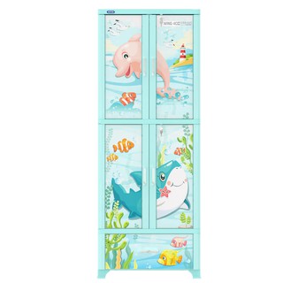 Tủ nhựa Duy Tân WING 4C-1N 2 buồng treo và 1 ngăn kéo đựng quần áo màu (Dương)