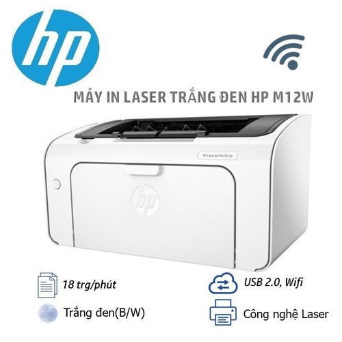 [Mã 267ELSALE hoàn 7% đơn 300K] Máy in HP LaserJet Pro M12W ( in wiffi )