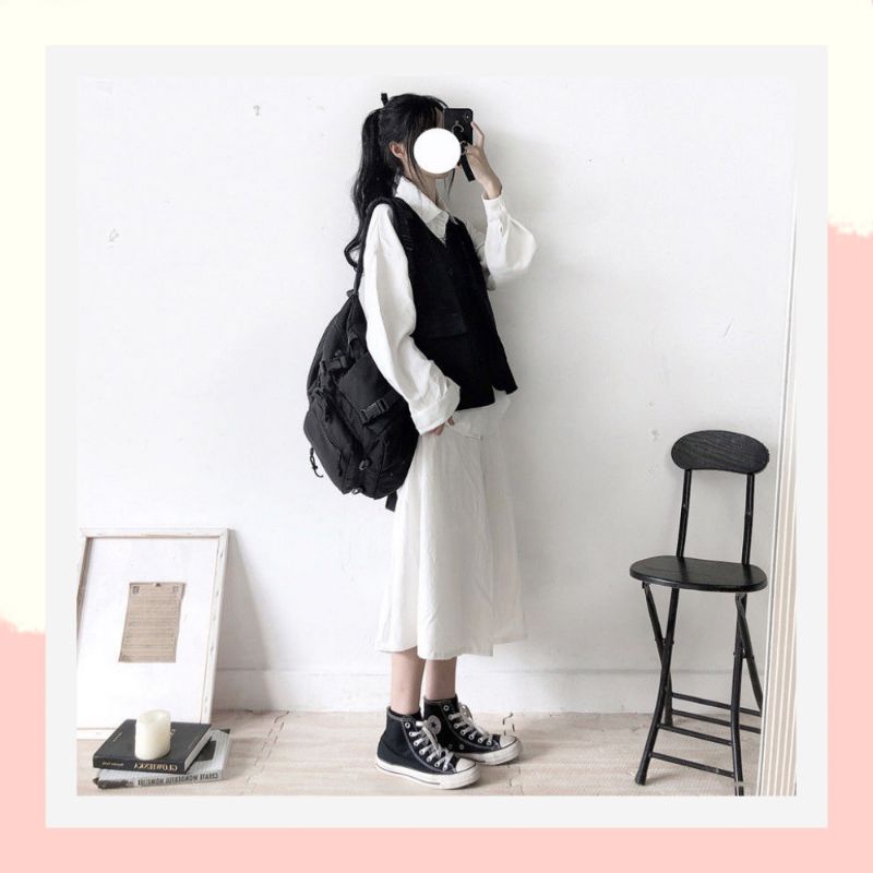 Chân váy dài trơn cạp chun freesize đơn giản basic,chân váy dài qua gối cho người thấp 17