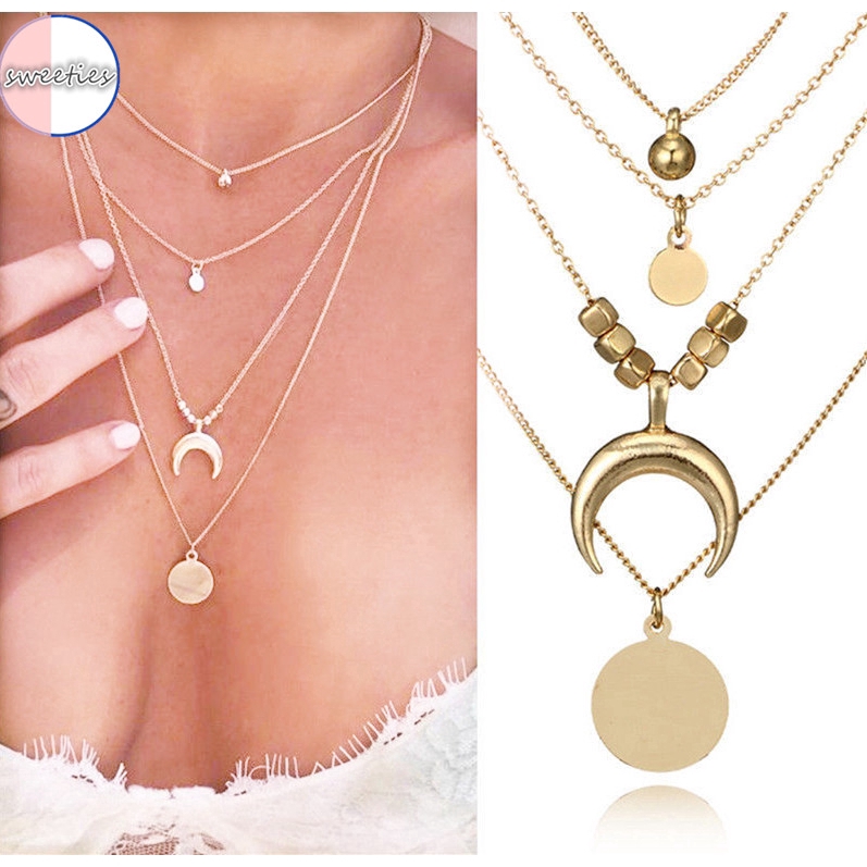 Vòng cổ choker nhiều lớp mặt thanh lịch dành cho phái nữ