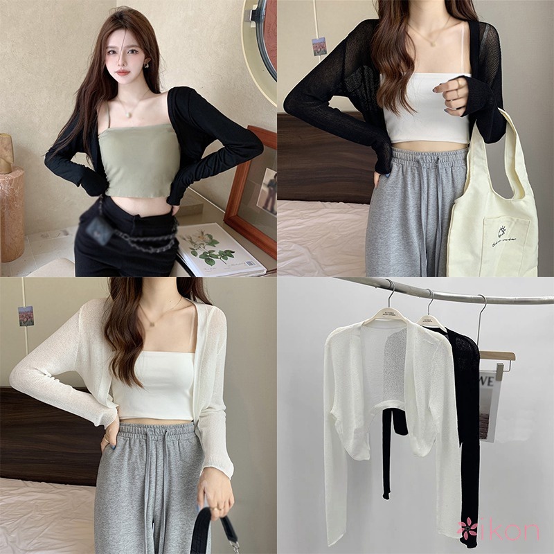 Áo Khoác Cardigan Chống Nắng Bằng Lụa Lạnh Mỏng Phong Cách Hàn Quốc
