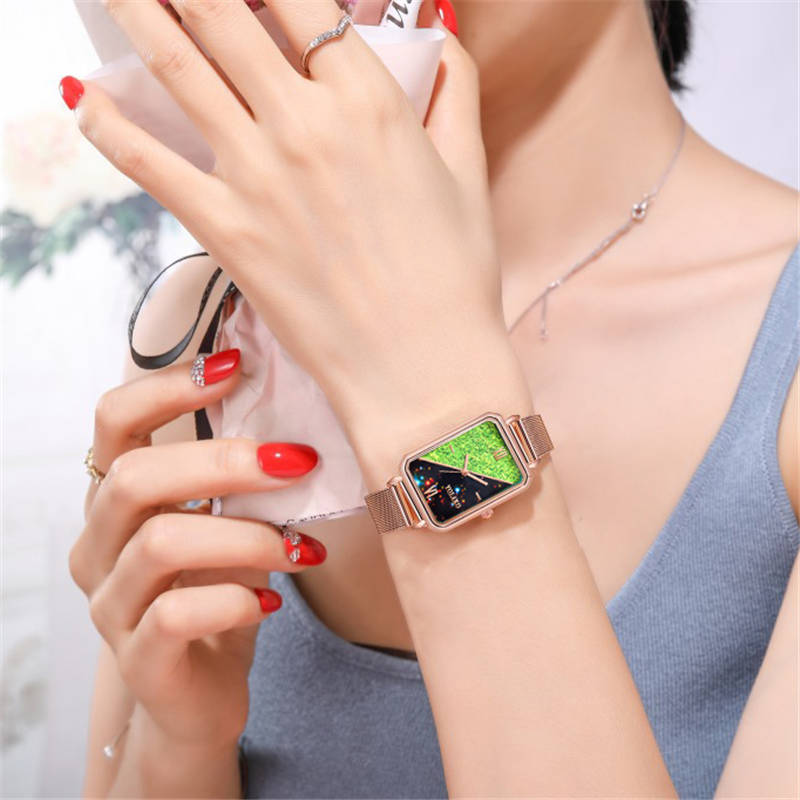 ZOLFA Luxury Rose Gold Ladies Mesh Strap Watches Fashion Square Color Matching Womens Quartz Wristwatch Analog Clock Exquisite Wrist Accessories Đồng hồ nữ