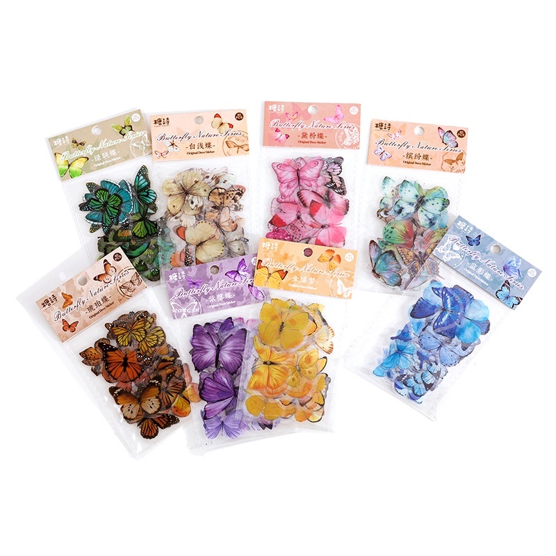 Set 40 miếng dán trang trí hình bướm kiểu vintage