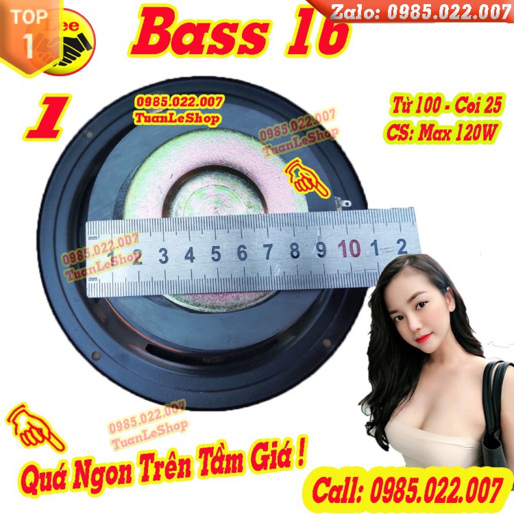 MỘT CỦ LOA BASS 16 GÂN CAO SU NHẬP KHẨU - LOA BASS GIÁ RẺ