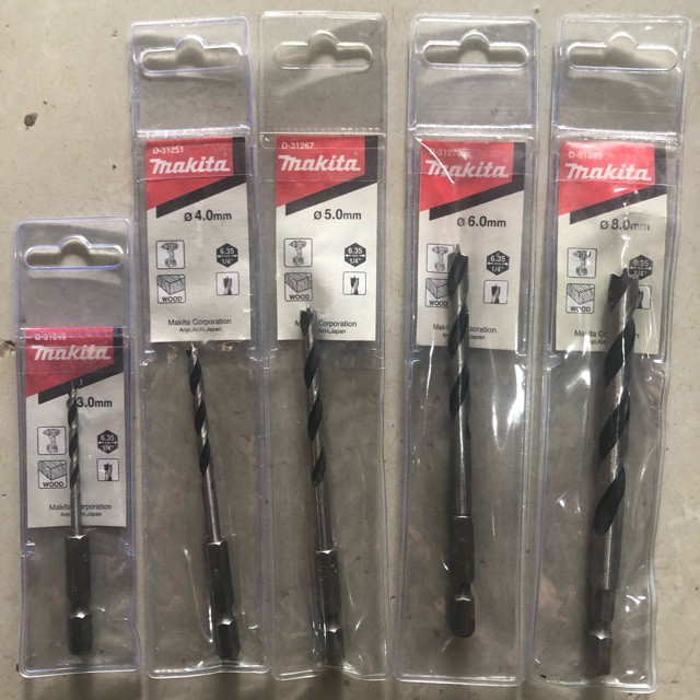 Mũi khoan gỗ Makita chuôi lục giác từ 3 tới 8 mm