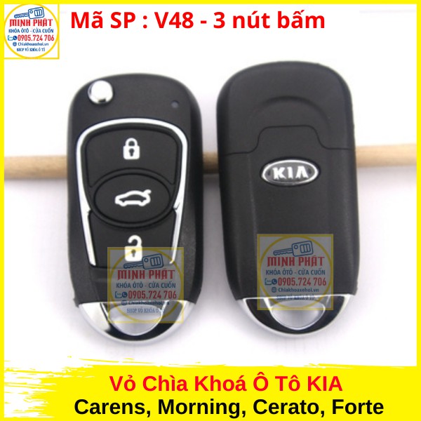 Vỏ Chìa khoá xe Kia Carens, Morning, Cerato, Forte Nút Nhựa