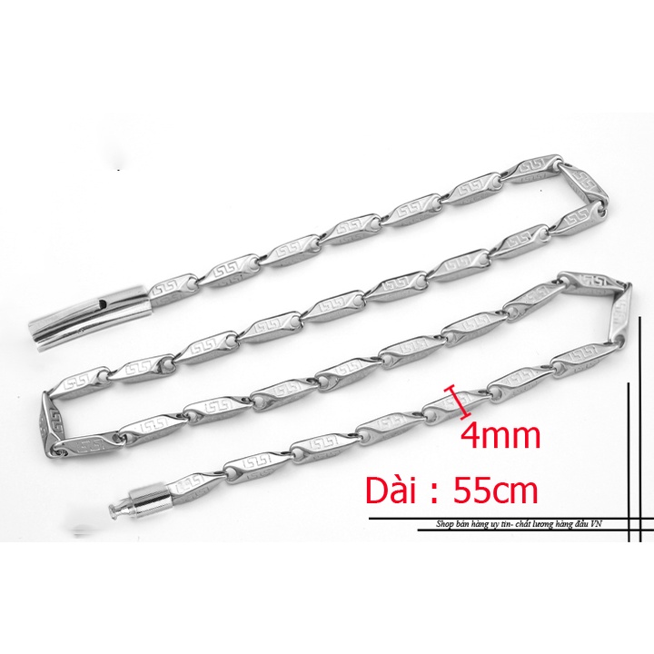 Dây chuyền inox nam 4ly hỏa tiễn khóa vip chạm vạn lí trường thành sáng đẹp, không đen, thể hiện đẳng cấp phái mạnh
