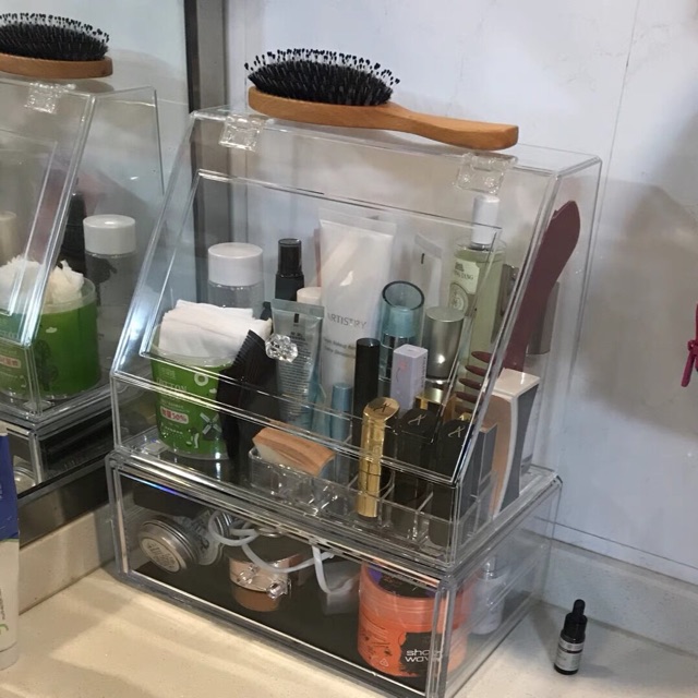 Tủ đựng mỹ phẩm hình thang có nắp + ngăn kéo em w