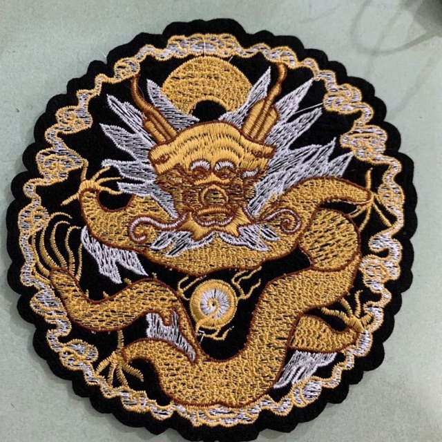 Sticker thêu tron rồng 13cm