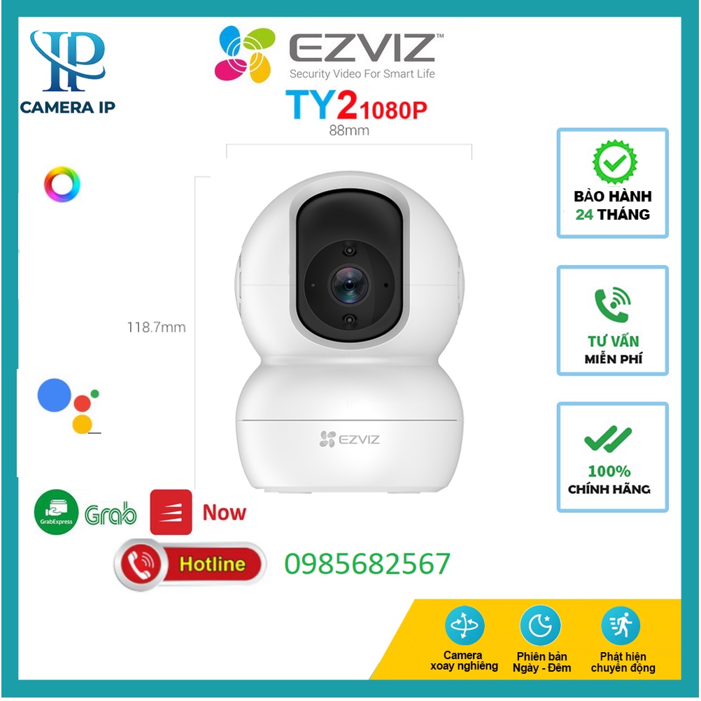Camera 2M IP WIFI EZVIZ TY2 SMART HOME 1080P FULL HD  CS-TY2-B0  [Có Cổng Lan] C6N CV246 C6CN