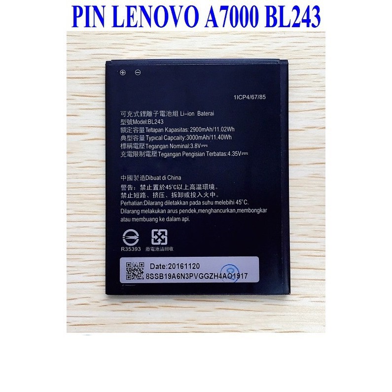 Pin Lenovo A7000 K3 Note BL 243