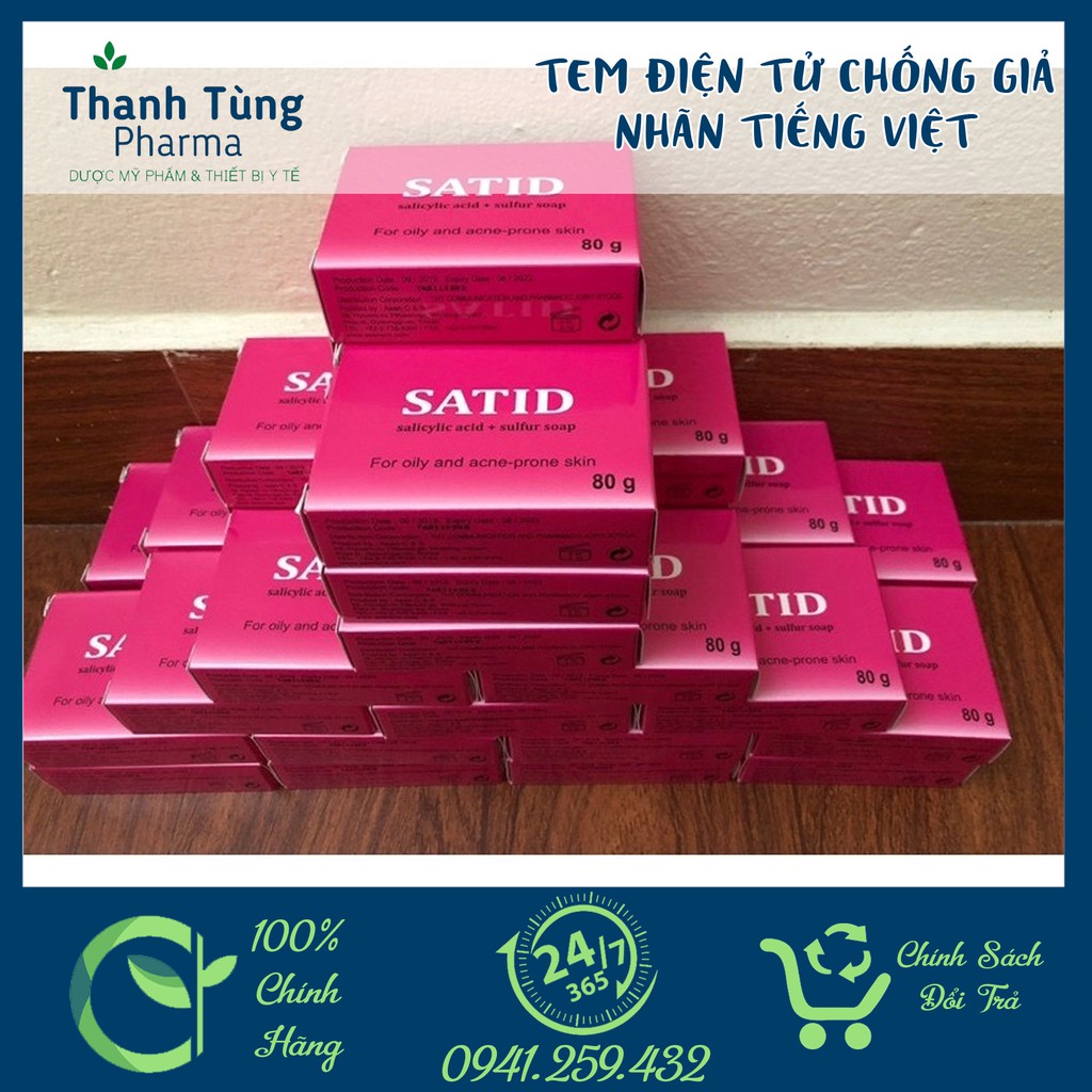 SATID SOAP BAR ⚜️CHÍNH HÃNG⚜️ Xà Bông Tắm ngừa Mụn, Giảm Thâm, Tẩy da Chết, Làm sạch Giảm nhờn Bánh 80gr