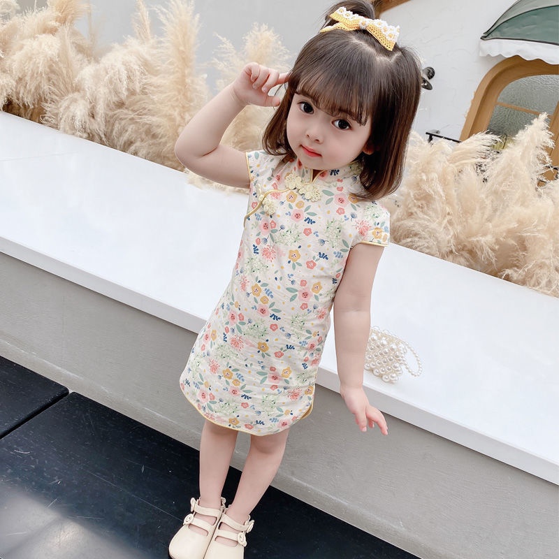 Đầm Sườn Xám Phong Cách Trung Hoa Thời Trang Mùa Hè Mới Dành Cho Bé Gái 2022 80-150