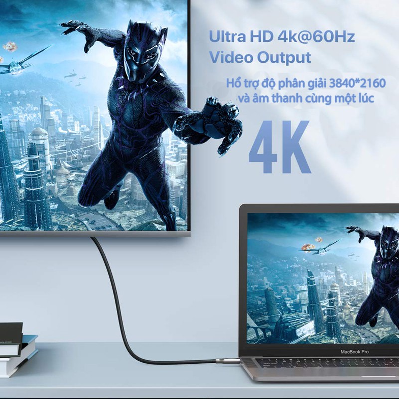 Cáp USB type C to USB type C Ugreen 80150 US355 Chính Hãng,USB 3.1 Gen2, truyền dữ liệu 10GB,hình ảnh 4K@60Hz