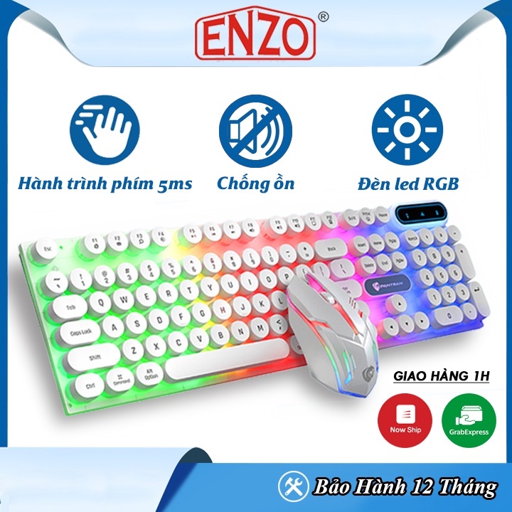 Bàn Phím Gaming Giả Cơ Cao Cấp - Bộ Bàn Phím Máy Tính Có Dây Kèm Chuột Led RGB Chống Ồn Độ Bền Cao