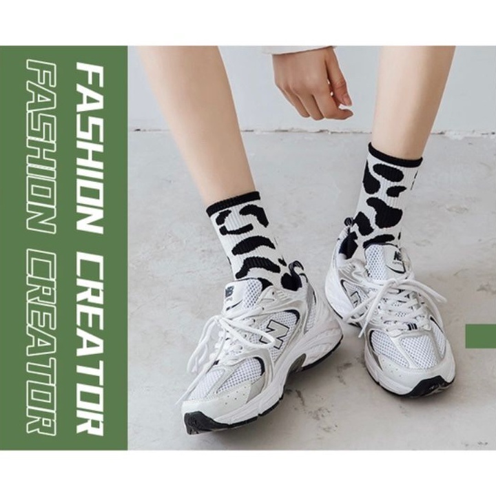 Tất Vớ cotton Cổ Cao Kẻ Sọc Thời Trang Hàn Quốc Cho Nam Và Nữ