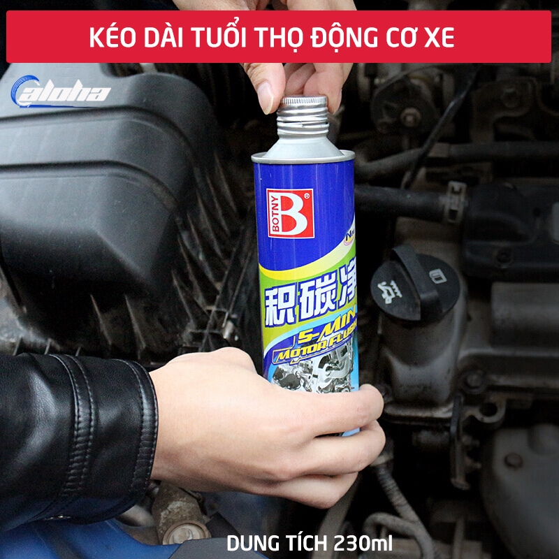 BOTNY 5-min motor flush 230ml,Dung dịch làm sạch động cơ,chất tẩy rửa cặn carbon,dung môi làm sạch động cơ xe hơi-B-1758