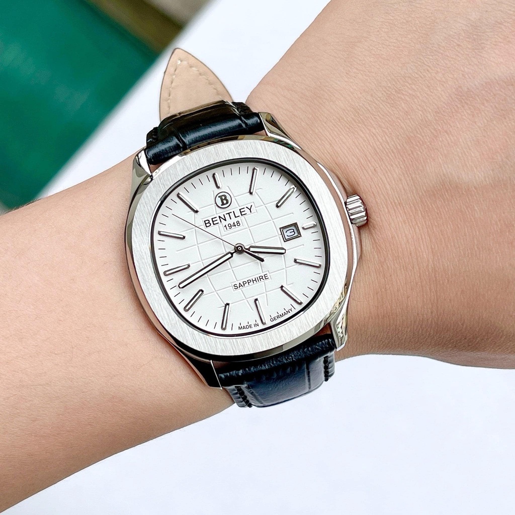Đồng hồ cặp đôi cao cấp Bentley Nautilus BL1869 dây da, vành trơn chính hãng - Giá 1 chiếc