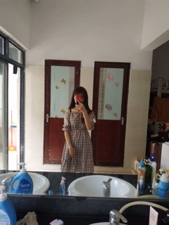 Váy Trễ Vai kẻ Caro ( Có ảnh thật )