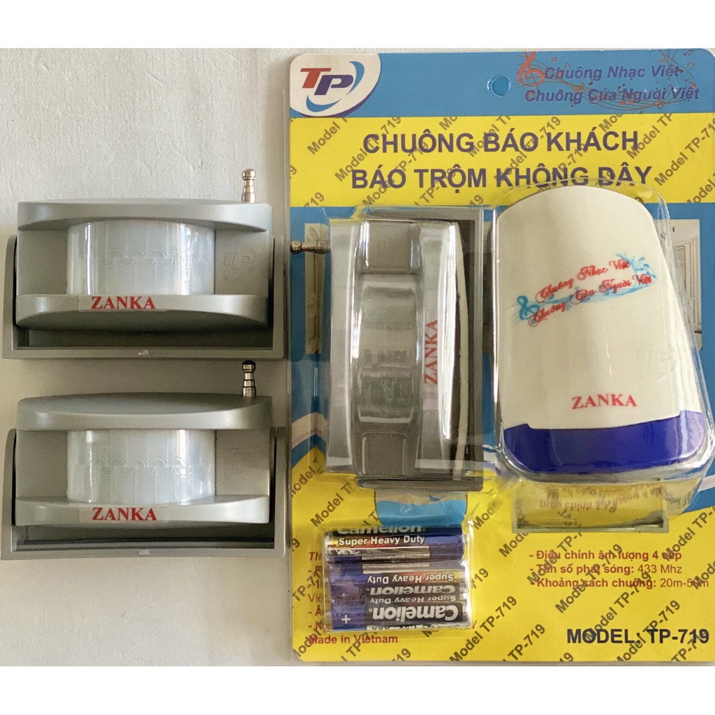 Bộ 3 Chuông 1 mắt cảm ứng hồng ngoại báo khách báo trộm TP-719 -CHUÔNG NHẠC VIỆT CHUÔNG CỦA NGƯỜI VIỆT