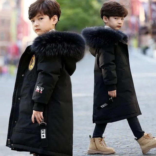 Áo Khoác Phao Dáng Dài Bé Trai Và Thanh Niên 1m15-1m65