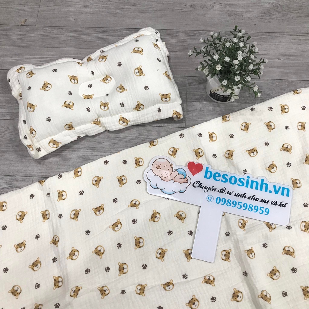 SET CHĂN MỎNG KÈM GỐI MOCHEE VẢI XÔ MUSLIN