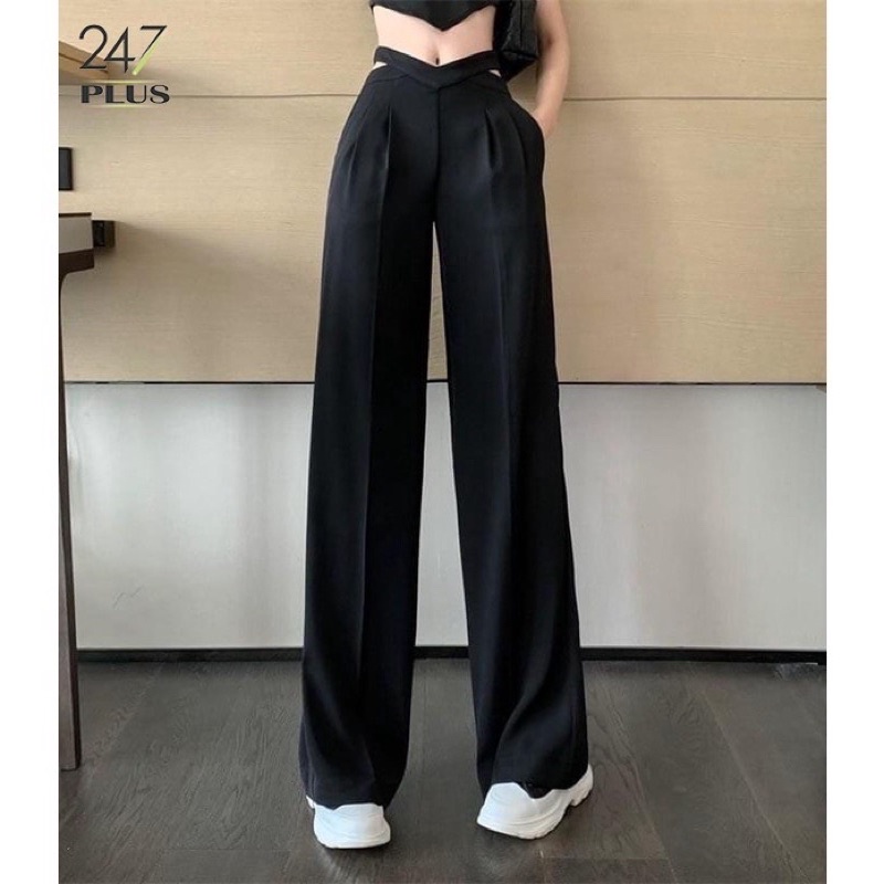 QUẦN ỐNG RỘNG CẠP CAO DÂY EO TÔN DÁNG