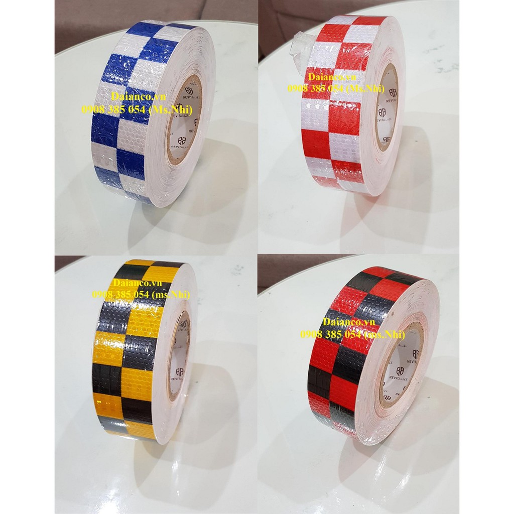 Băng keo phản quang 3M loại caro -Dài 50M- Hình thật