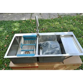 Chậu rửa chén 2 hố inox 304 đúc nguyên khồi cao cấp