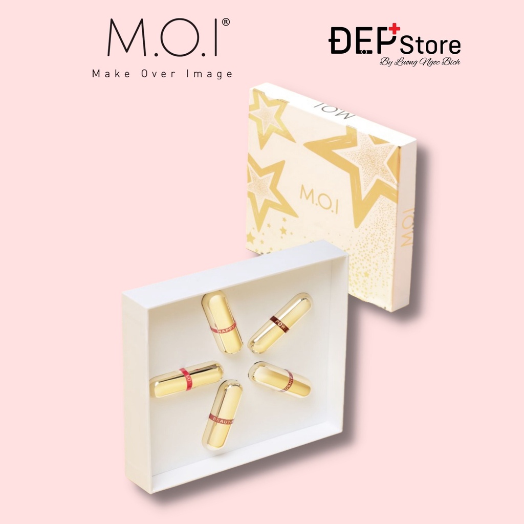 [Mã BMBAU200 giảm 200K đơn 699K] Son Môi Mini - Set 5 Thỏi Love M.O.I Mini Hồ Ngọc Hà - Golden Gift - MOI Cosmetics